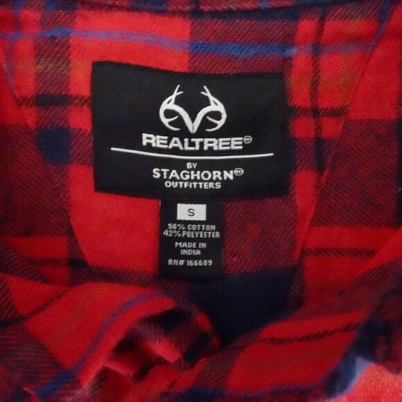 Realtree Flannel Shirt Men's Size S Red Plaid Long Sleeve Button-up - Picture 6 of 9
